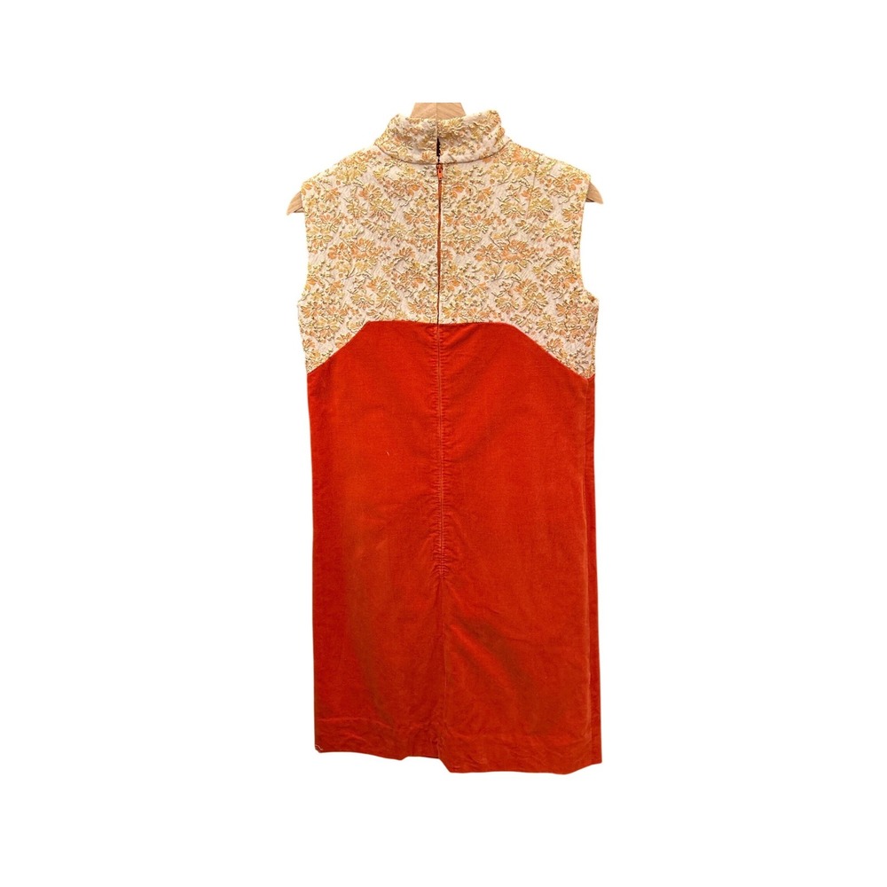 60s Vintage Velvet Brocade Shift Dress Mod Retro Festive Gogo Maximalist Elegant - Picture 3 of 5